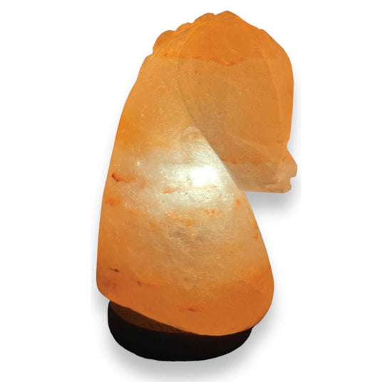 12V 12W Horse Himalayan Pink Salt Lamp Carved Knight Rock Crystal Light Bulb On/Off - Magdasmall