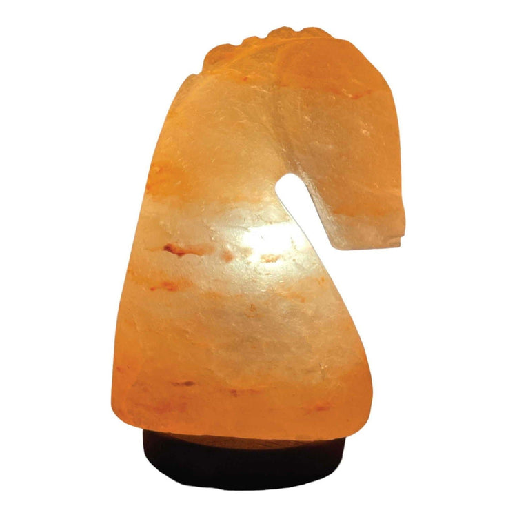 12V 12W Horse Himalayan Pink Salt Lamp Carved Knight Rock Crystal Light Bulb On/Off - Magdasmall