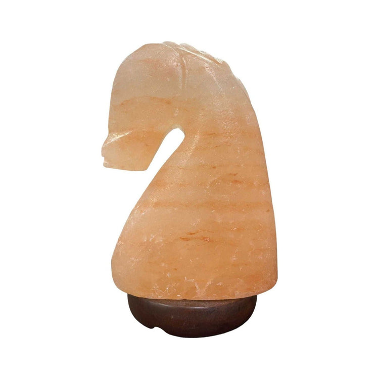 12V 12W Horse Himalayan Pink Salt Lamp Carved Knight Rock Crystal Light Bulb On/Off - Magdasmall