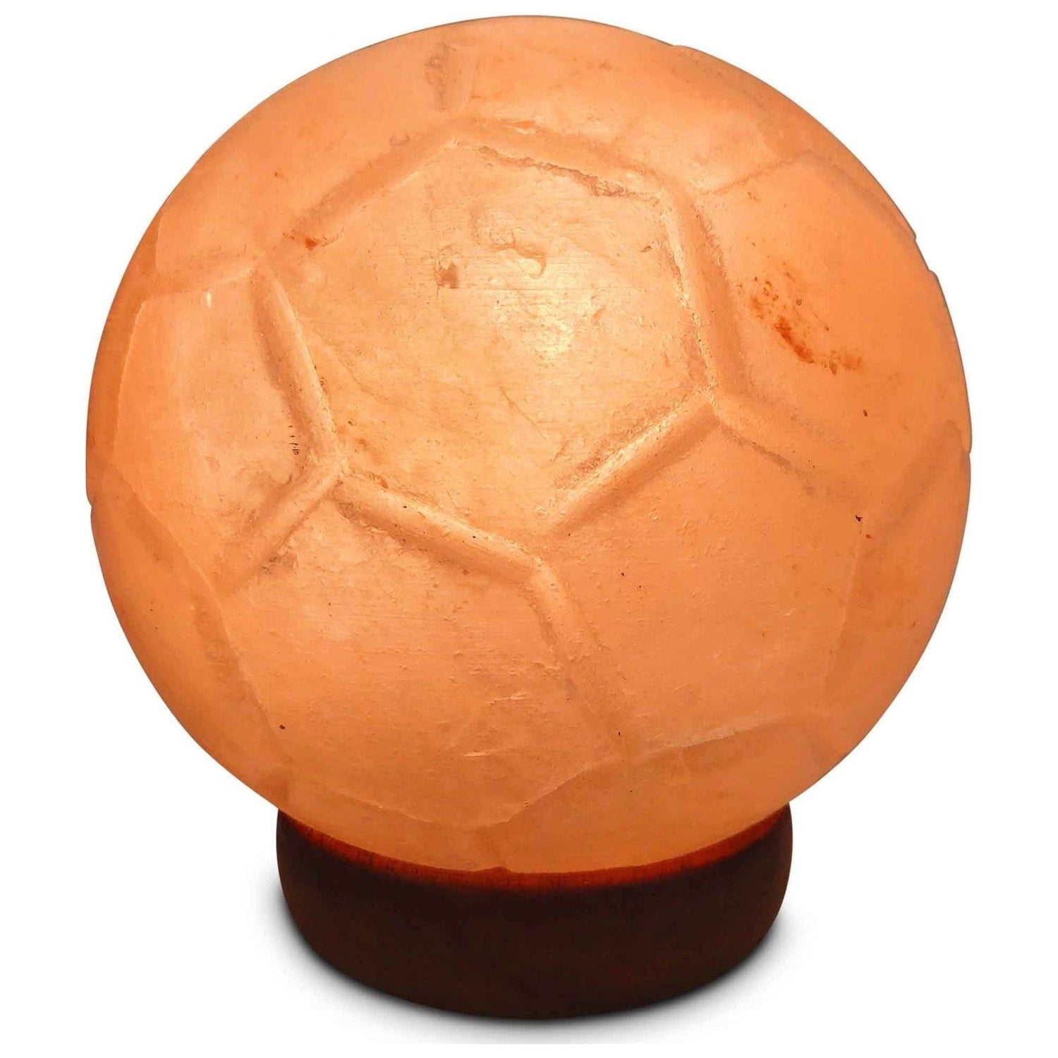 12V 12W Soccer Himalayan Pink Salt Lamp Carved Ball Rock Crystal Light Bulb On/Off - Magdasmall