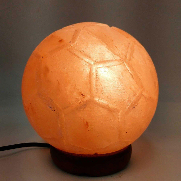 12V 12W Soccer Himalayan Pink Salt Lamp Carved Ball Rock Crystal Light Bulb On/Off - Magdasmall
