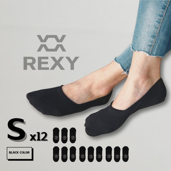 12X Rexy Cushion No Show Ankle Socks Small Non-Slip Breathable BLACK - Magdasmall