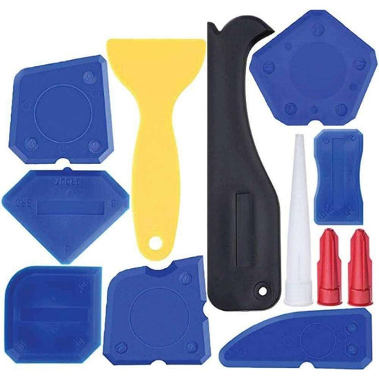 12 Piece Plastic Sealant Scraper Tools Finishing Grout Silicone Caulking Remover - Magdasmall
