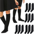 12x Pairs School Uniform Knee High Socks Cotton Rich Girls Boys Kids Bulk - Black - 2-8 (10-12 Years Old) - Magdasmall