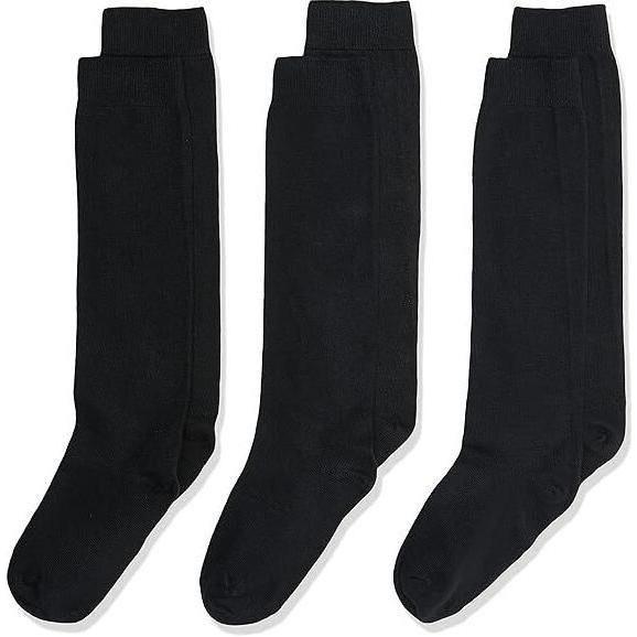 12x Pairs School Uniform Knee High Socks Cotton Rich Girls Boys Kids Bulk - Black - 2-8 (10-12 Years Old) - Magdasmall