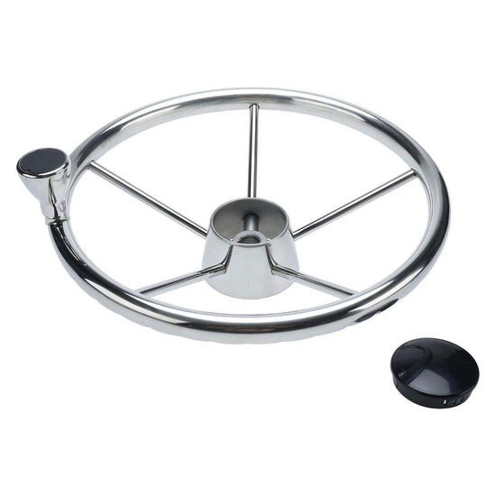 13.5" Boat Stainless Steel Steering Wheel - 5 Spoke with Knob For 3/4" Shaft - Magdasmall
