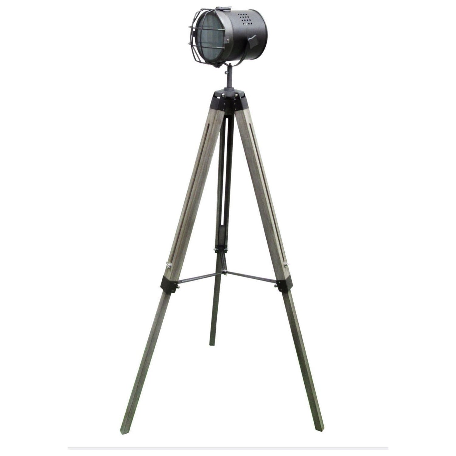 139cm Nautical Tripod Floor Lamp w Steel Grey Lamp Head Searchlight Spot Light Modern - Magdasmall