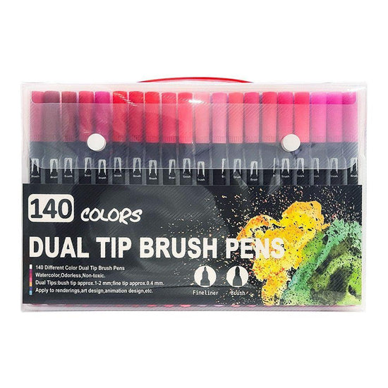 140-Color Dual-Head Brush and Fine Tip Marker Set - Vibrant Colors for Art and Craft Projects - Magdasmall