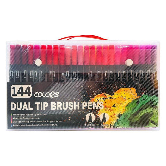 144-Color Dual-Head Brush and Fine Tip Marker Set - Vibrant Colors for Art and Craft Projects - Magdasmall
