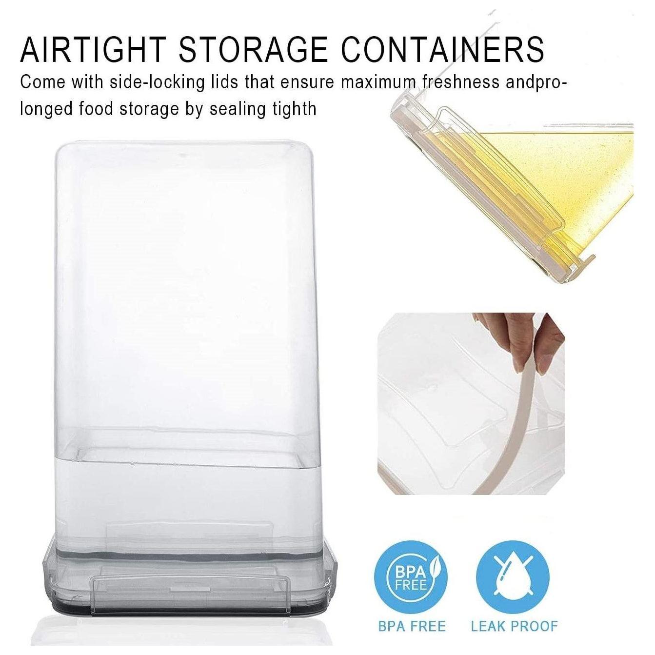 14 Pieces Airtight Food Storage and BPA Free Plastic with Easy Lock Black Lids Labels for Kitchen - Magdasmall