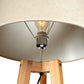 155cm Large Bamboo Wooden Tripod Floor Lamp w Beige Linen Light Shade - Magdasmall