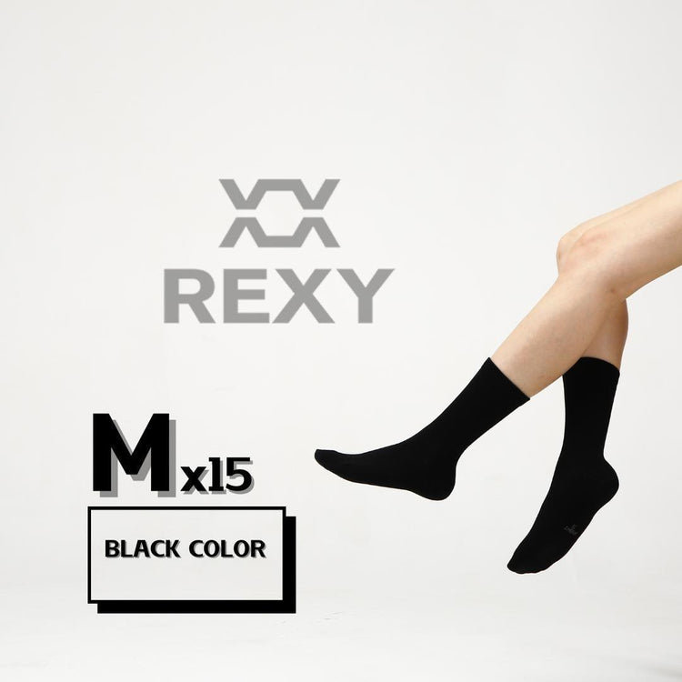 15X Rexy 3D Seamless Crew Socks Medium Slim Breathable BLACK - Magdasmall