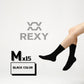 15X Rexy 3D Seamless Crew Socks Medium Slim Breathable BLACK - Magdasmall