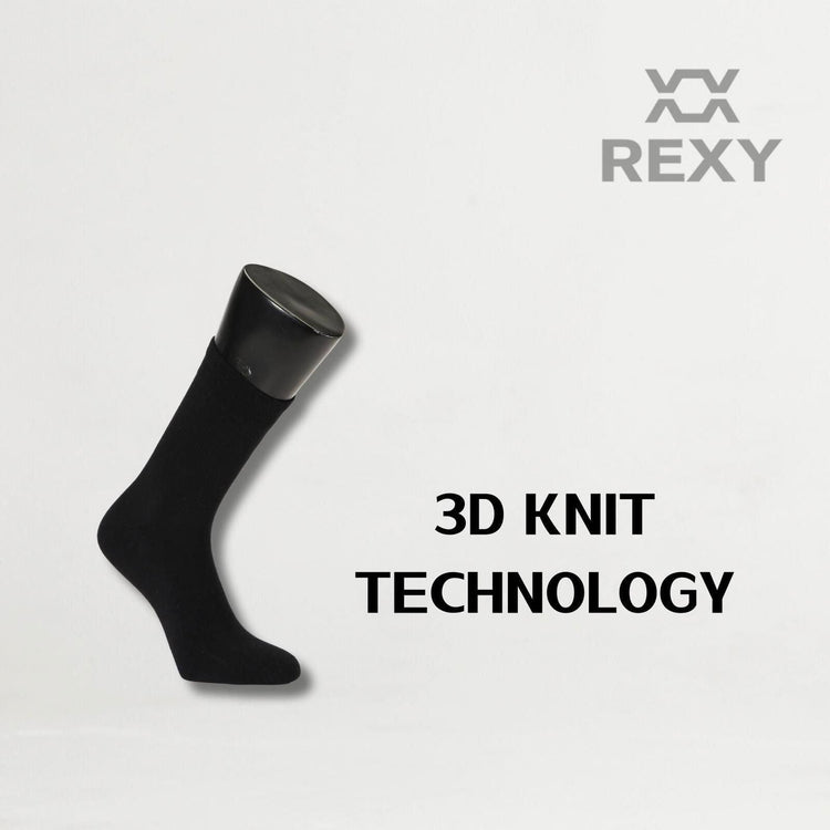15X Rexy 3D Seamless Crew Socks Medium Slim Breathable BLACK - Magdasmall
