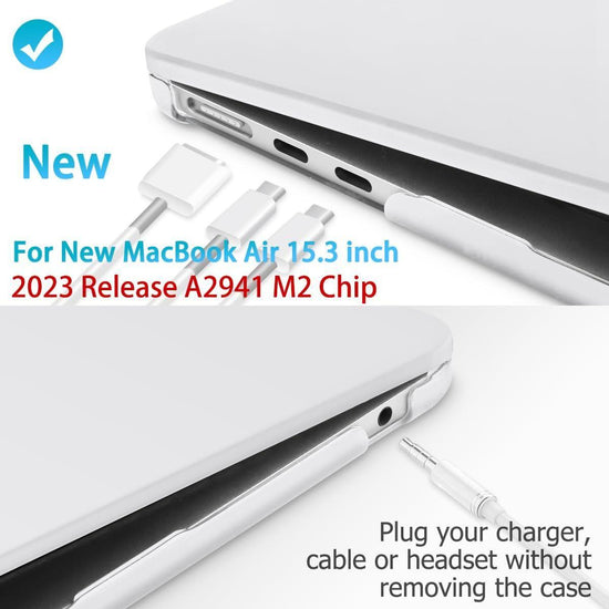 15 inch Air 2023 MacBook Air Matte Case  A2941 M2 Chip Hard Shell Case Keyboard Cover White - Magdasmall