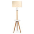 165cm Large Extendable Bamboo Tripod Floor Lamp Linen Shade Shelving - Magdasmall