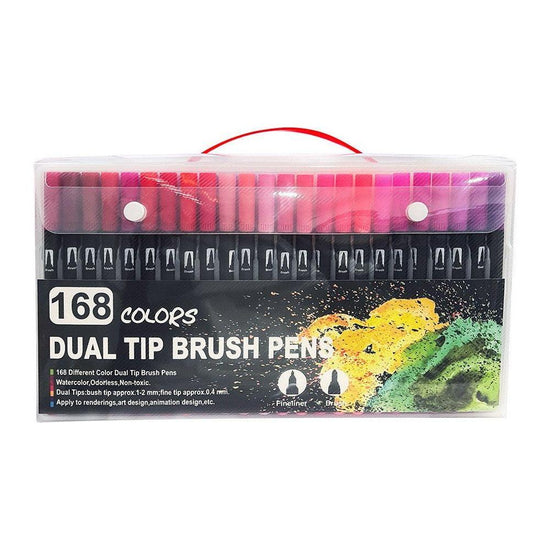 168-Color Dual-Head Brush and Fine Tip Marker Set - Vibrant Colors for Art and Craft Projects - Magdasmall