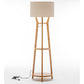168cm Large Bamboo Wooden Tripod Floor Lamp Light Modern Linen Shade w Shelves - Magdasmall