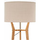 168cm Large Bamboo Wooden Tripod Floor Lamp Light Modern Linen Shade w Shelves - Magdasmall