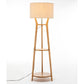 168cm Large Bamboo Wooden Tripod Floor Lamp Light Modern Linen Shade w Shelves - Magdasmall
