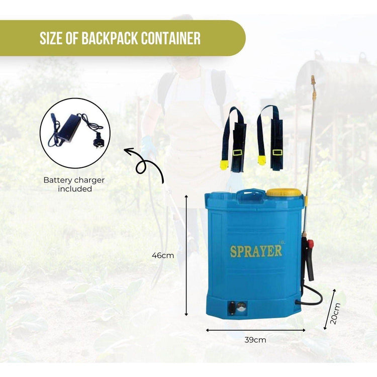16L Rechargeable Backpack Pressure Sprayer - Portable Electric Garden Weed Pump - Magdasmall
