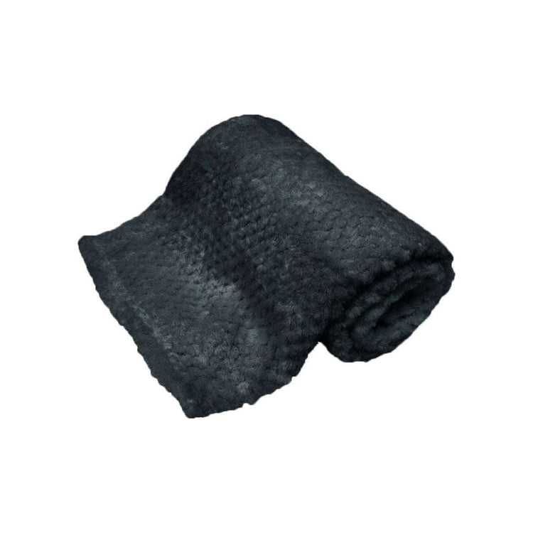 180GSM Soft Popcorn Coral Fleece Throw Rug 127 x 152cm Charcoal - Magdasmall