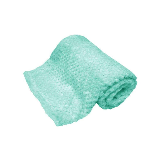 180GSM Soft Popcorn Coral Fleece Throw Rug 127 x 152cm Light Turquoise - Magdasmall