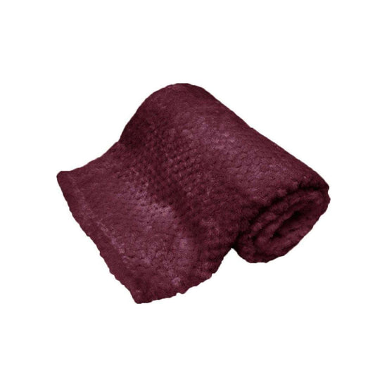 180GSM Soft Popcorn Coral Fleece Throw Rug 127 x 152cm Plum - Magdasmall