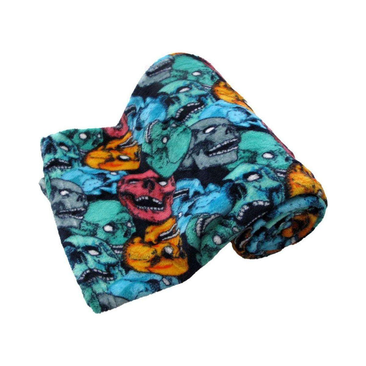 190GSM Boys Cool Ultra Soft Coral Fleece Throw 127 x 152cm Screaming Skulls - Magdasmall