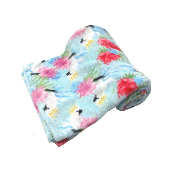 190GSM Fashion Printed Ultra Soft Coral Fleece Throw 127 x 152cm Cockatoo Sky Blue - Magdasmall