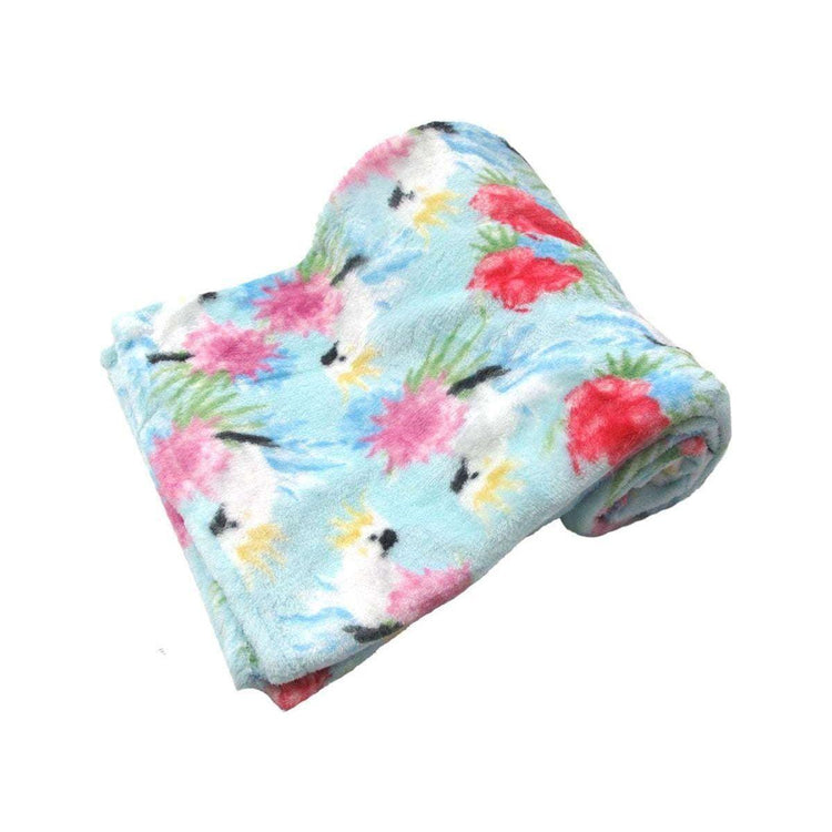 190GSM Fashion Printed Ultra Soft Coral Fleece Throw 127 x 152cm Cockatoo Sky Blue - Magdasmall