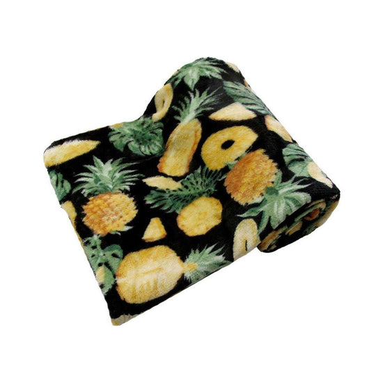 190GSM Fashion Printed Ultra Soft Coral Fleece Throw 127 x 152cm Pineapple - Magdasmall