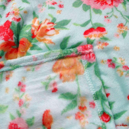 190GSM Fashion Printed Ultra Soft Coral Fleece Throw 127 x 152cm Tropical Floral Turquoise - Magdasmall