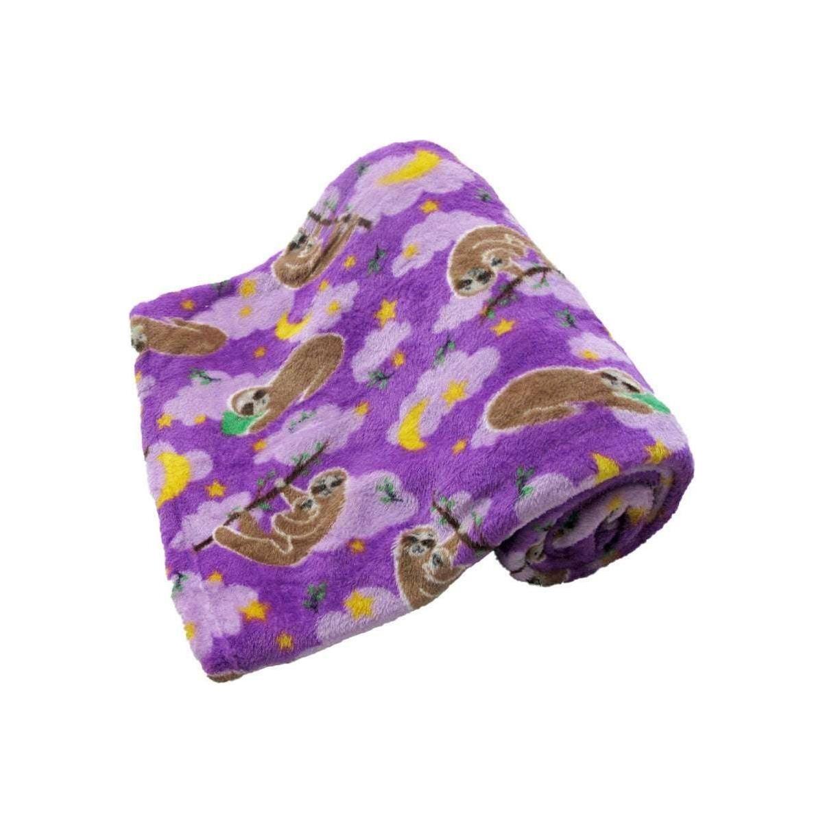 190GSM Girls Cute Ultra Soft Coral Fleece Throw 127 x 152cm Sleeping Sloths - Magdasmall