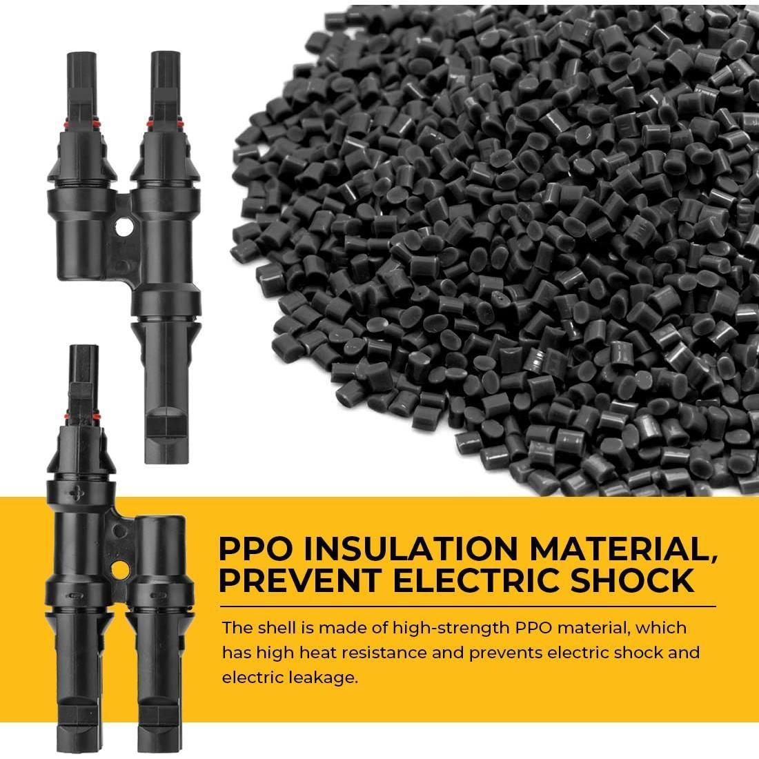 1 Pair 2 To 1 2 branch Waterproof T Branch Cable Connectors Solar PV Panel Connector Male & Female - Magdasmall