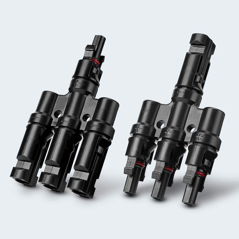 1 Pair 3 To 1 3 branch Waterproof T Branch Cable Connectors Solar PV Panel Connector Male & Female - Magdasmall