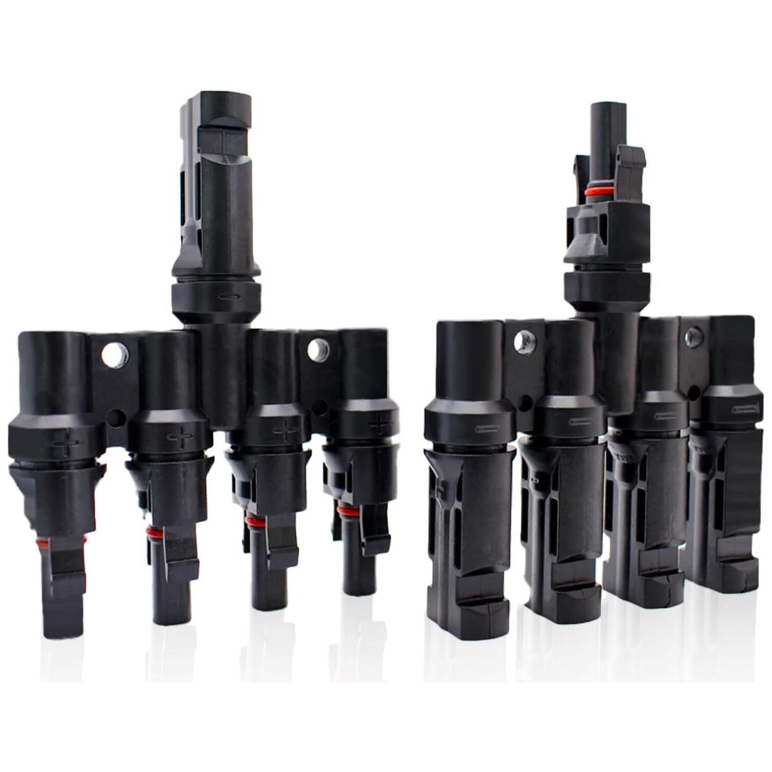 1 Pair 4 To 1 4 branch Waterproof T Branch Cable Connectors Solar PV Panel Connector Male & Female - Magdasmall