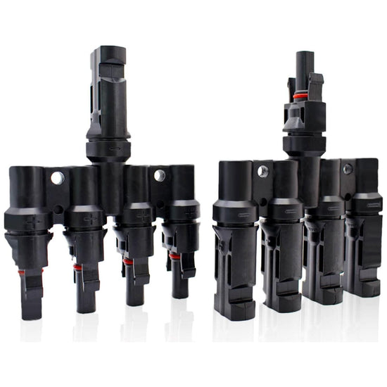 1 Pair 4 To 1 4 branch Waterproof T Branch Cable Connectors Solar PV Panel Connector Male & Female - Magdasmall