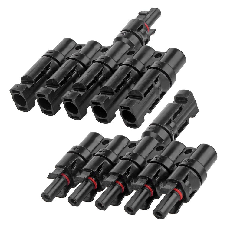 1 Pair 5 To 1 5 branch Waterproof T Branch Cable Connectors Solar PV Panel Connector Male & Female - Magdasmall