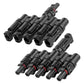 1 Pair 5 To 1 5 branch Waterproof T Branch Cable Connectors Solar PV Panel Connector Male & Female - Magdasmall