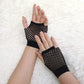 1 Pair Fishnet Gloves Fingerless Wrist Length 70s 80s Costume Party Dance - Black - Magdasmall