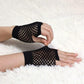 1 Pair Fishnet Gloves Fingerless Wrist Length 70s 80s Costume Party Dance - Black - Magdasmall