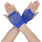 1 Pair Fishnet Gloves Fingerless Wrist Length 70s 80s Costume Party Dance - Blue - Magdasmall
