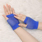1 Pair Fishnet Gloves Fingerless Wrist Length 70s 80s Costume Party Dance - Blue - Magdasmall