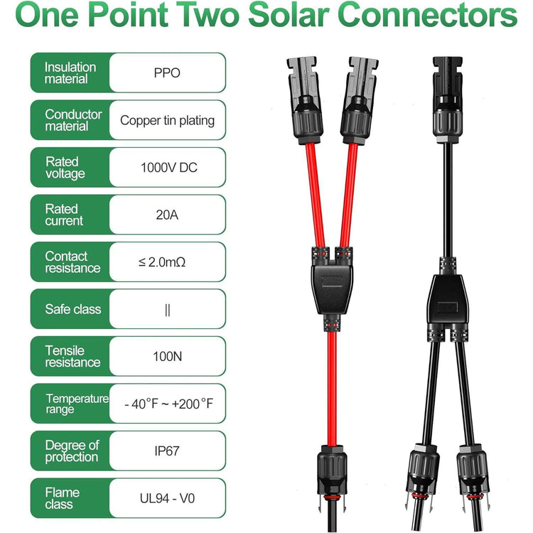 1 Pair Solar Connector Y Branch Parallel Adapter Cable Solar Panel Connectors Wire Plug Solar Panel - Magdasmall