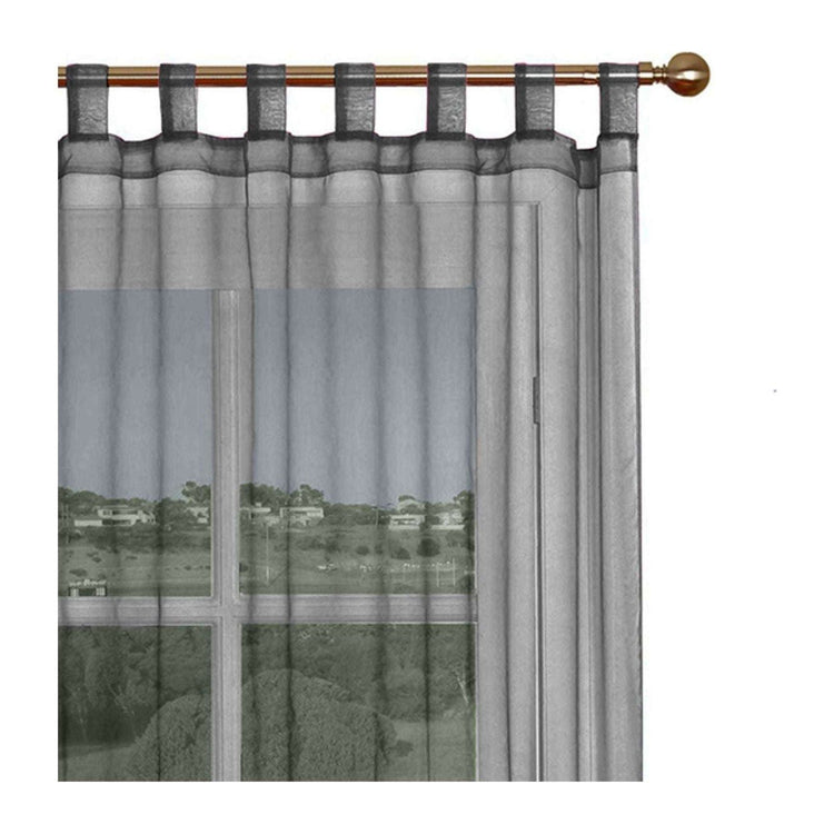 1 Piece Organza Tab Top Curtain 110 x 213 cm Black - Magdasmall
