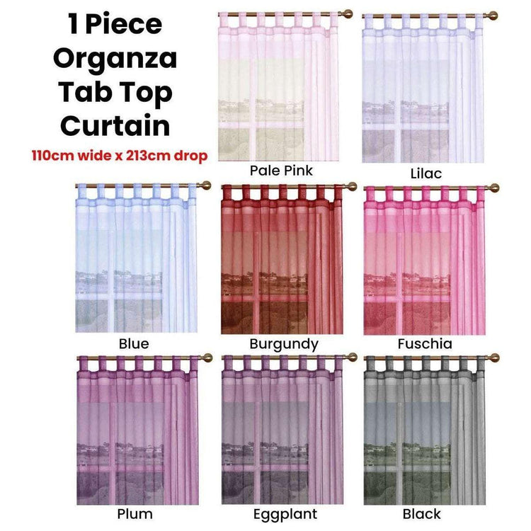 1 Piece Organza Tab Top Curtain 110 x 213 cm Blue - Magdasmall