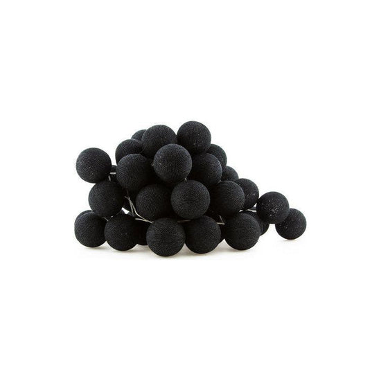 1 Set of 20 LED Black 5cm Cotton Ball Battery Powered String Lights Christmas Gift Home Wedding Party Bedroom Decoration Outdoor Indoor Table Centrepiece - Magdasmall