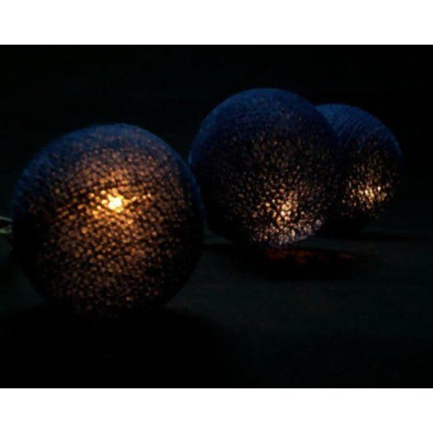 1 Set of 20 LED Black 5cm Cotton Ball Battery Powered String Lights Christmas Gift Home Wedding Party Bedroom Decoration Outdoor Indoor Table Centrepiece - Magdasmall