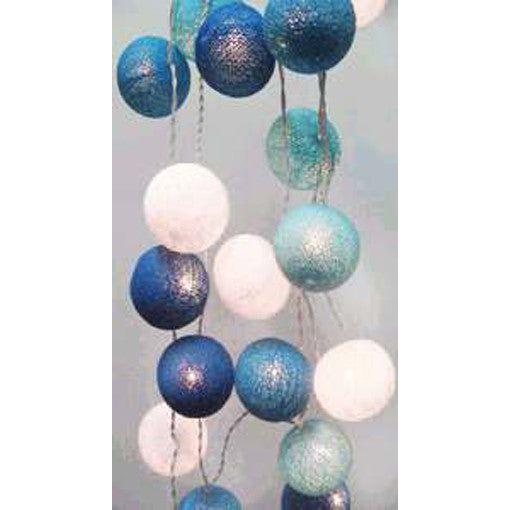 1 Set of 20 LED Blue 5cm Cotton Ball Battery Powered String Lights Christmas Gift Home Wedding Party Boys Bedroom Decoration Indoor Table Centrepiece - Magdasmall